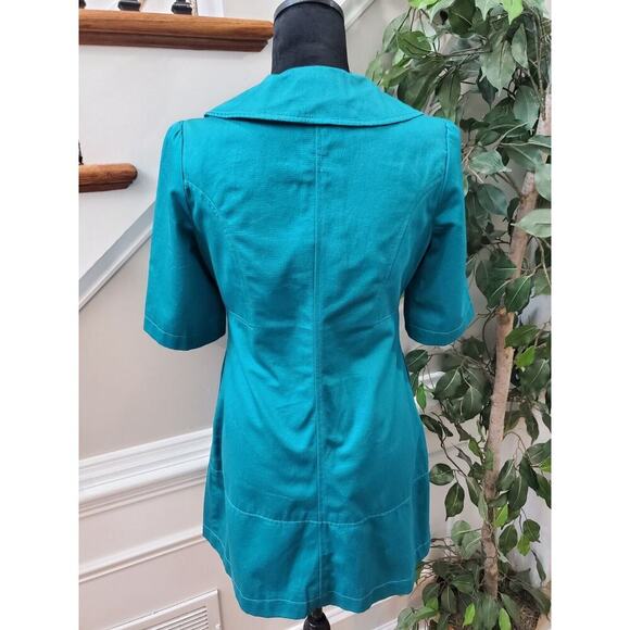 Tulle Womens Blue 100% Cotton Single Breasted Six Button Blazer Coat Size XS - Picture 7 of 16